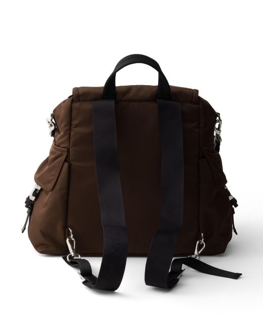 Prada Black Explore Re-Nylon And Leather Backpack for men