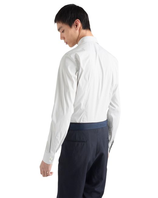 Prada White Stretch Cotton Shirt for men