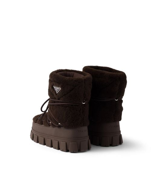 Prada Black Shearling Après Ski Booties