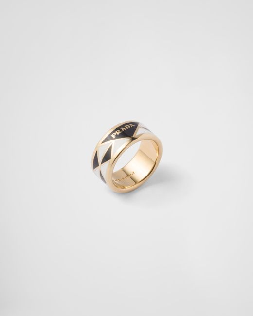 Prada White Enameled Metal Ring