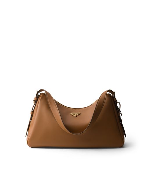 Prada Brown Aimée Large Leather Shoulder Bag