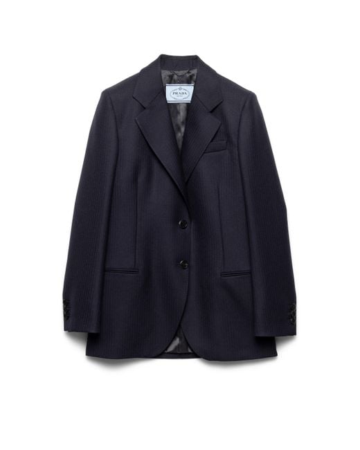 Chaqueta De Botonadura Simple En Chevron, Mujer, Talla Prada de color Blue