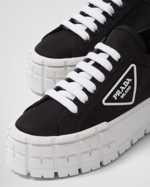 Prada White Double Wheel Sneaker Aus Gabardine-Re-Nylon