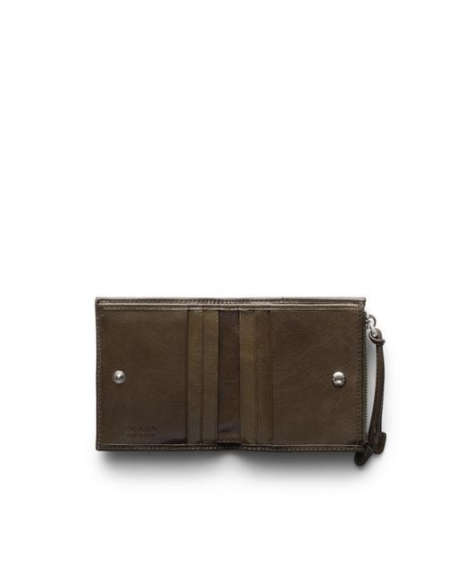 Prada White Small Leather Wallet for men