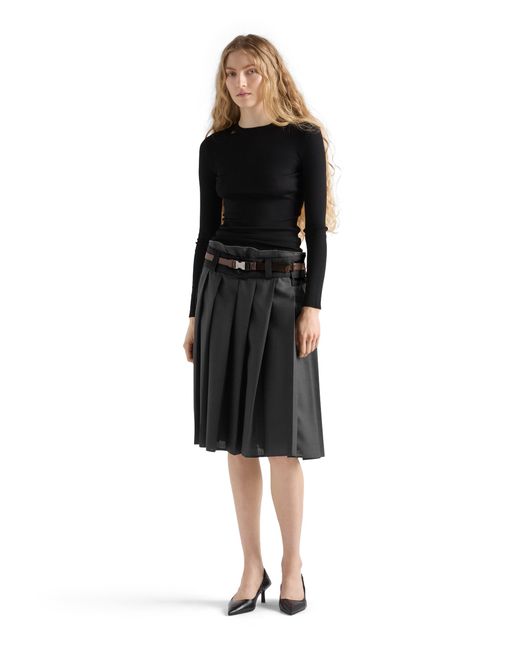 Prada Black Virgin Wool Crewneck T-Shirt