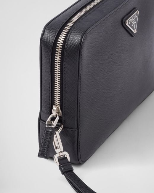 Prada White Saffiano Leather Clutch for men