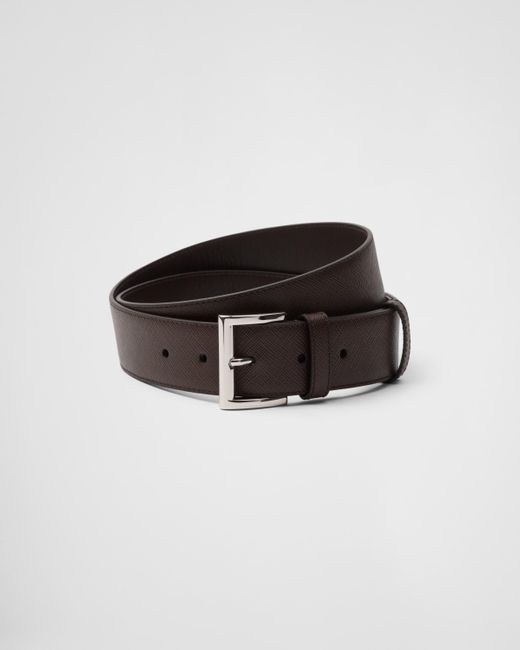 Prada Saffiano Leather Belt in Black for Men | Lyst