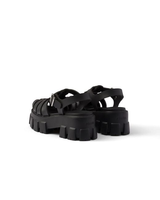 Prada Black Plateausandalen Monolith aus Gummi