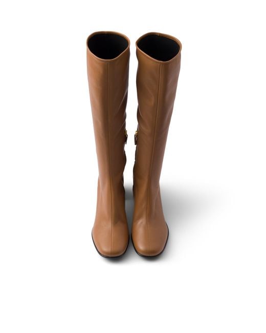Prada Brown Stretch Nappa Leather Boots