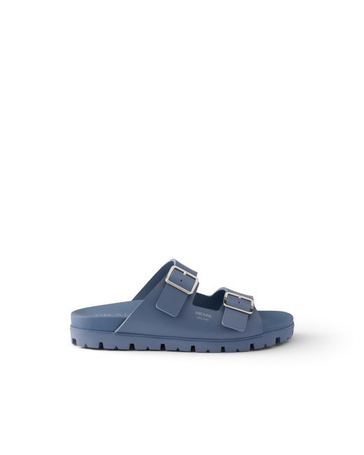 Prada Blue Rubber Strap Sandals, Size 6 for men