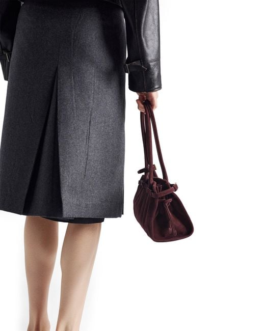 Prada Gray Pleated Flannel Skirt