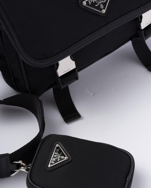 Prada Black Re-Nylon And Saffiano Leather Shoulder Bag for men