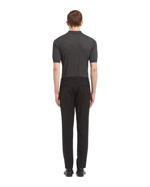 Prada Blue Light Stretch Wool Pants for men