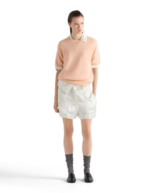 Prada White Wool And Cashmere Crew-Neck Sweater