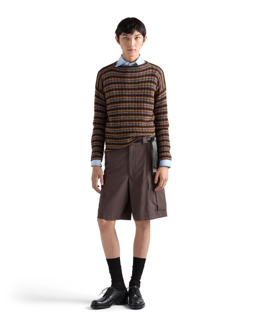 Prada Brown Shetland Wool Boat Neck Sweater for men