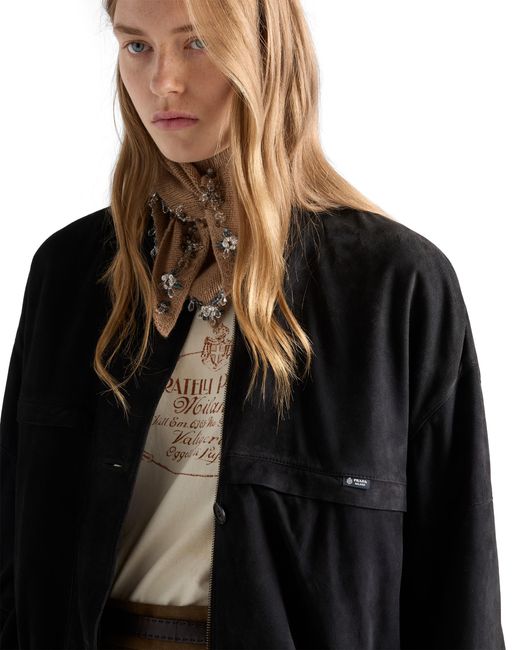 Prada Black Suede Blouson Jacket