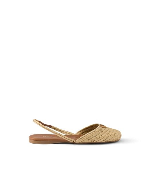 Prada Metallic Crochet Slingback Ballerinas