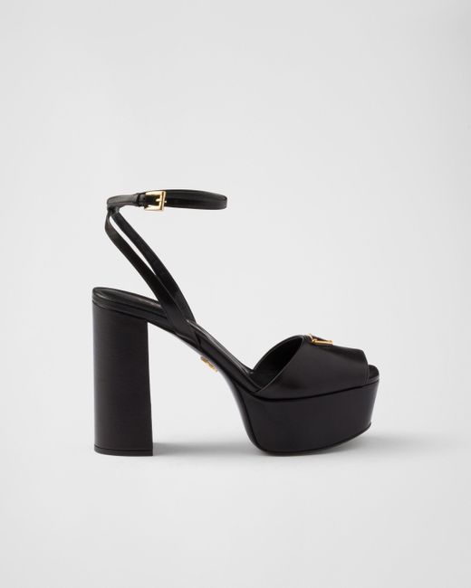 Prada Black 115Mm Leather Platform Sandals