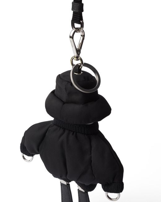 Prada White Soft Robot Re-Nylon Keychain Charm With Shoulder Strap
