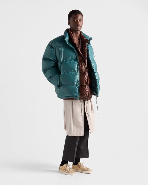 Prada Green Medium-Weight Re-Nylon Down Jacket for men