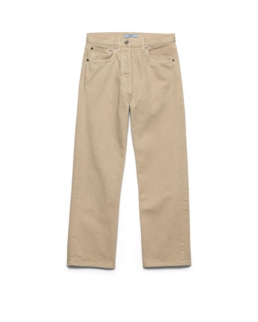 Prada Natural Five-Pocket Denim Jeans, Sand