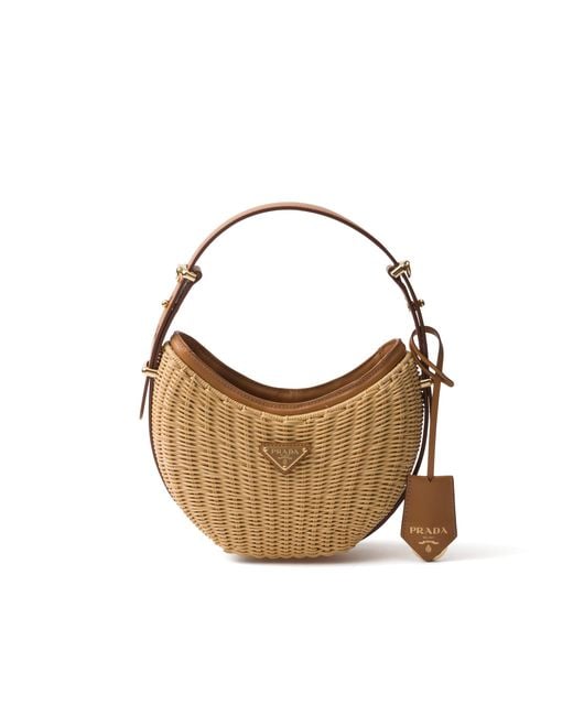 Prada Metallic Wicker And Leather Arqué Bag