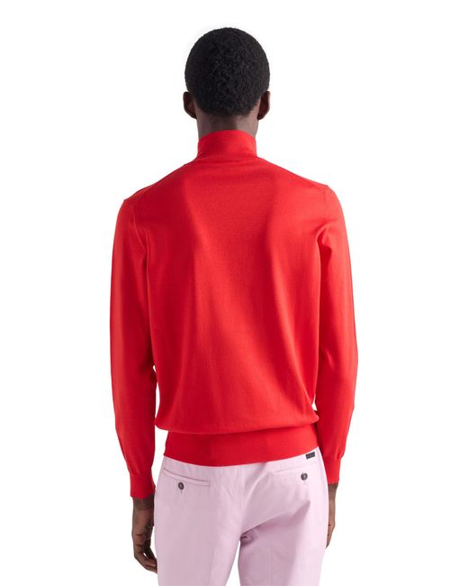 Prada Red Cotton Mock Turtleneck Sweater for men