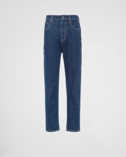 Prada Blue Mom Fit Five-Pocket-Jeans Aus Denim