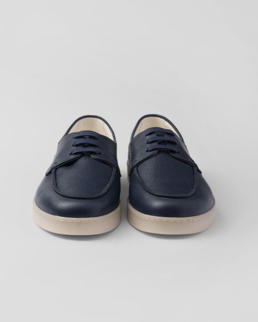 Prada Blue Leather Lace-Up Shoes for men