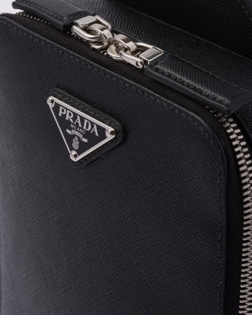 Prada Black Brique Saffiano Leather Bag for men
