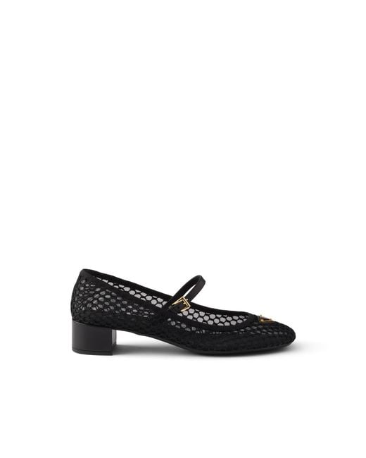 Prada Black Low Heel Mesh Fabric Ballerinas