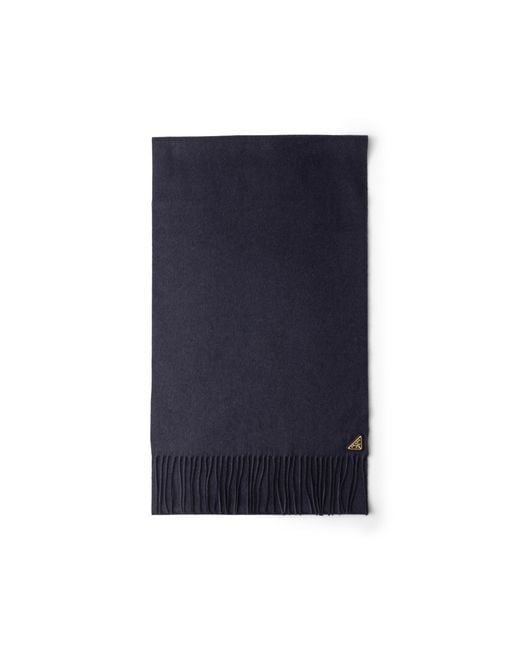 Prada Blue Silk And Cashmere Scarf