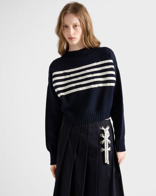 Prada Blue Oversized Cotton Sweater