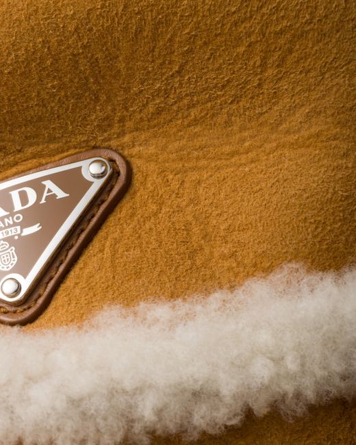 Prada Natural Suede Shearling Bucket Hat for men