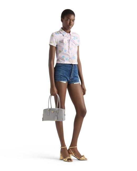 Prada Gray Small Saffiano Leather Top-Handle Bag, Cloudy