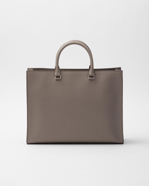 Prada Gray Saffiano Leather Tote Bag for men