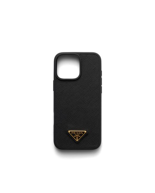 Prada Black Saffiano Leather Case For Iphone 16 Pro Max