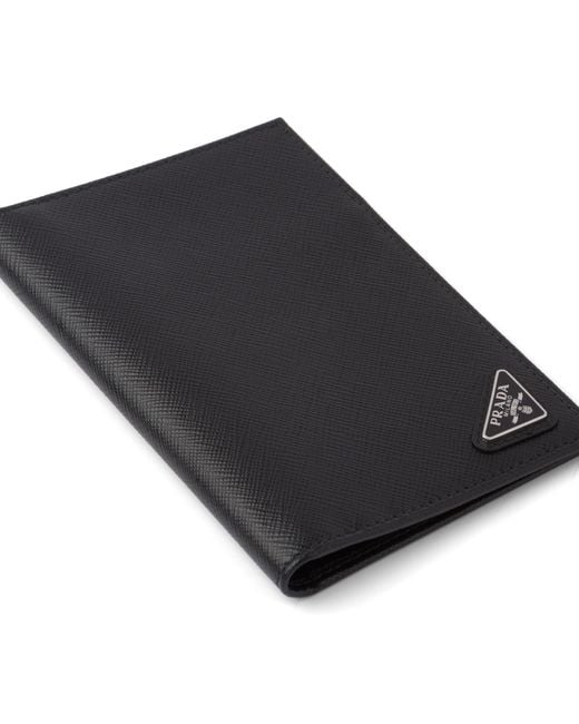 Prada Black Logo-Appliqué Passport Holder for men