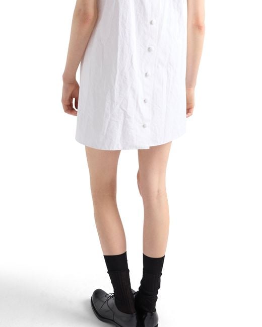 Prada White Embroidered Old Reps Fabric Mini-Dress