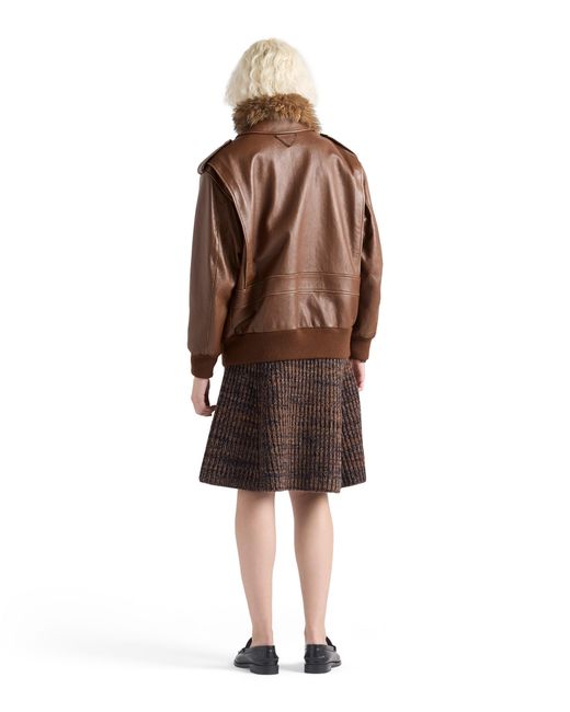 Prada Brown Nappa Leather Bomber Jacket