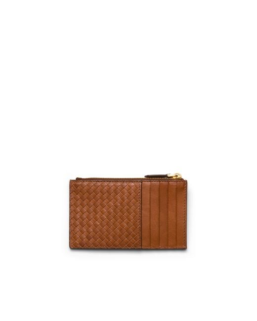 Prada Brown Woven Madras Leather Card Holder