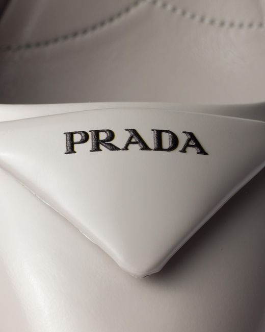 Prada White Brushed Leather Slingback Pumps