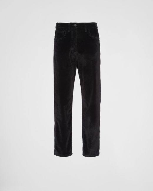 Prada Black Five-Pocket Velvet Denim Jeans