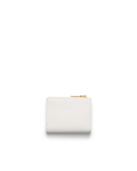 Prada White Small Saffiano Leather Wallet