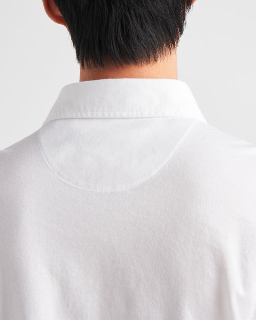 Prada White Short-Sleeved Cotton Polo Shirt for men