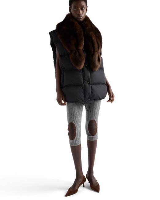 Prada Black Re-Nylon And Shearling Down Vest