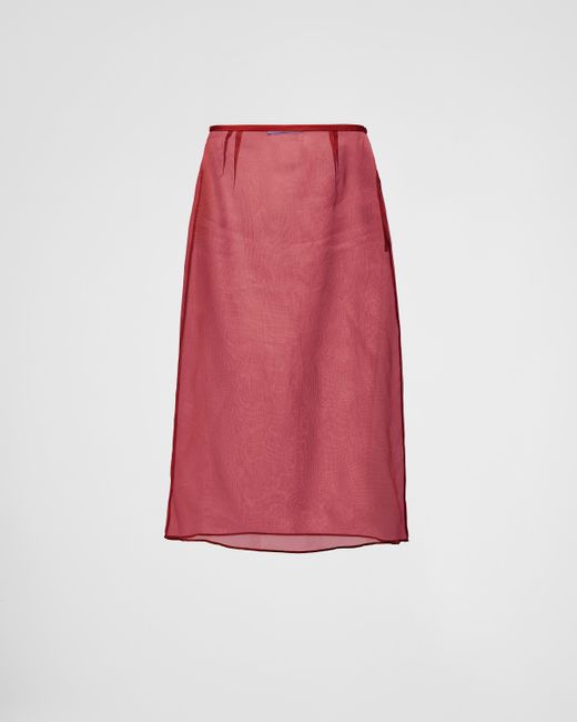 Prada Red Organza Midi-skirt