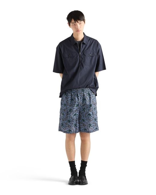 Prada Blue Printed Re-Nylon Swim Trunks for men