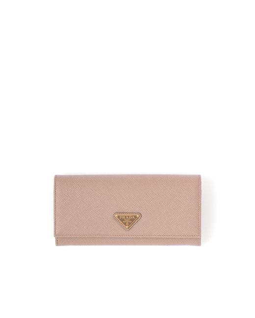 Prada White Large Saffiano Leather Wallet