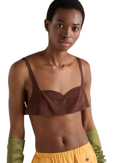 Prada Brown Crepe De Chine Top, Cocoa
